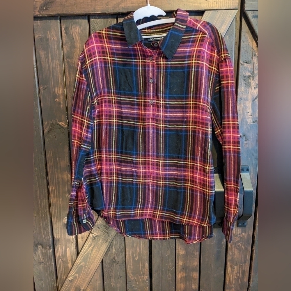 CALVIN Klein 1/4 button front flannel, size M - Picture 1 of 9
